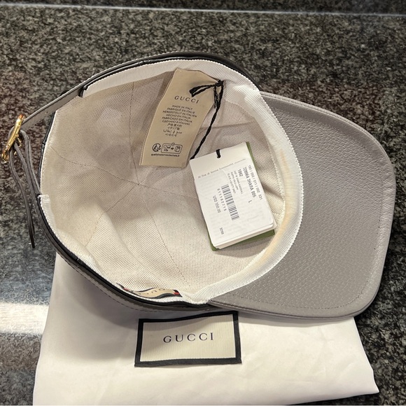GUCCI LEATHER Black/Gray Diana Baseball Hat - Picture 8 of 13